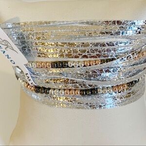 Alexander Kalifano Silver Leather Wrap Bracelet